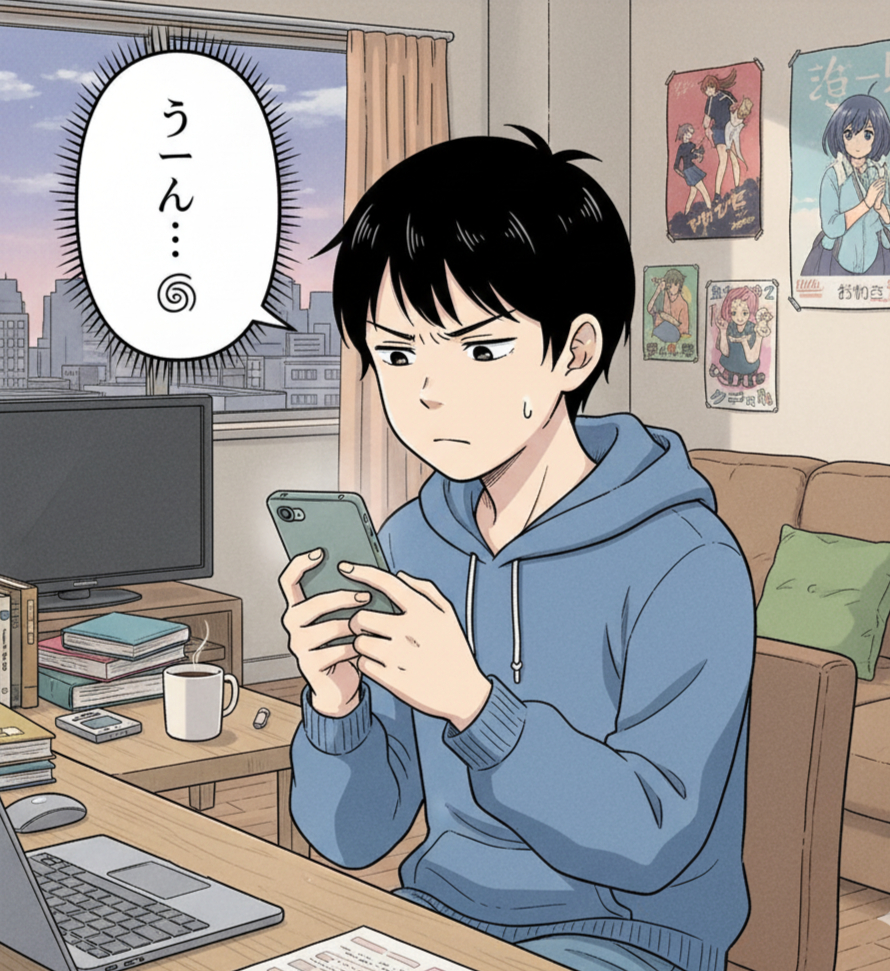 食事を悩んでいる様子